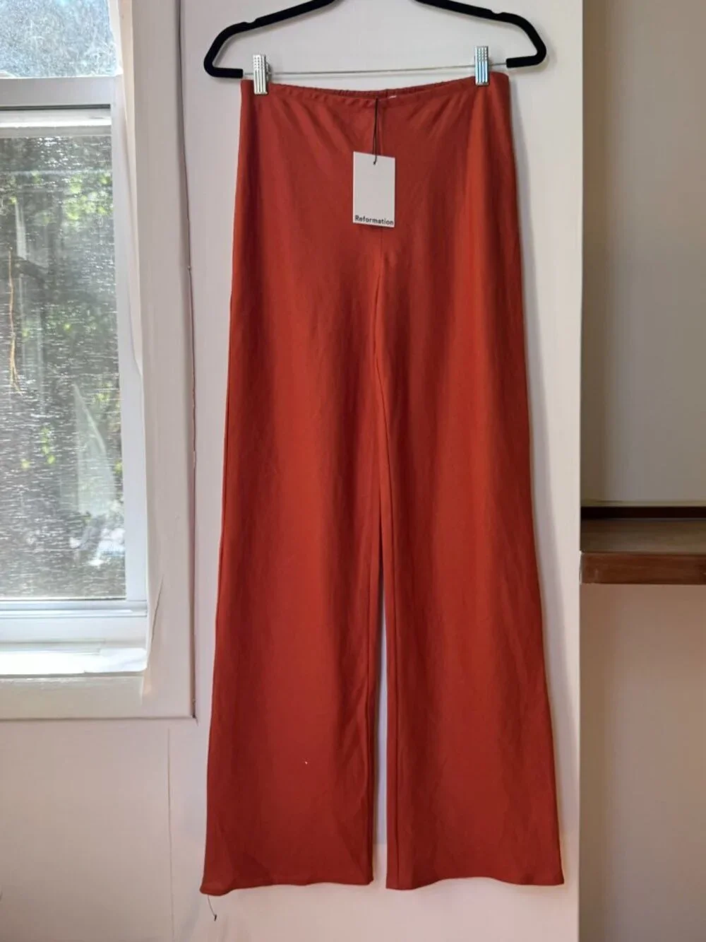 NWT Reformation Gale Linen Mid-Rise Pants Chili Orange Small